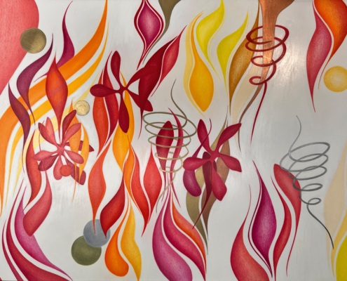 Adria-Moura_Jardins_2025_Zeichnung-mit-Farbstift-Acryl-auf-Papier_45x60cm