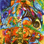 Klaus-Stanek_Stachel-sticht_2021_Aquarellstifte-auf-Baumwolle_100x80cm