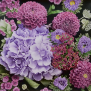 Susanne-Kurth_Sommerstrauß_2025_Zeichnung-mit-Graphit-Buntstiften-Kohle_42x42cm